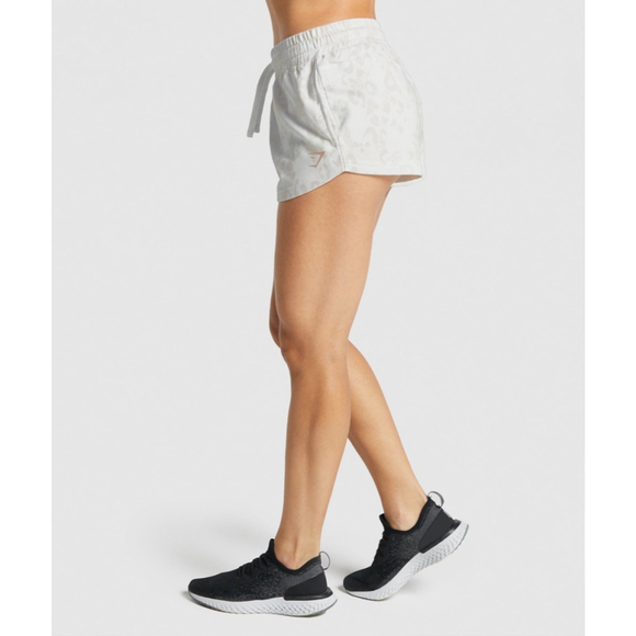 Gymshark Pants - Women's Gymshark Athletic Shorts White/Tan Leopard Print Size M